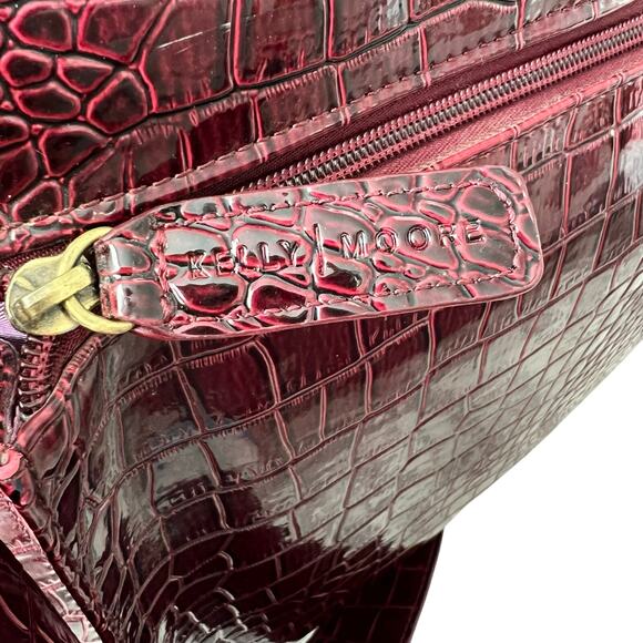 Kelly Moore Red Croc Embossed Patent Leather Classic Camera Bag - Picture 10 of 11